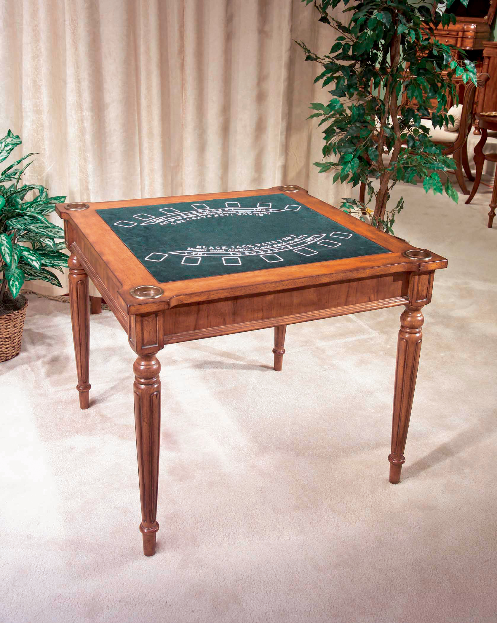 Antique card sales table and chairs